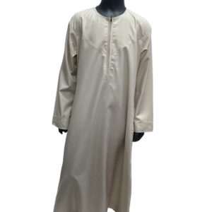 Boys Beige Omani Style Cotton Thobes/Jubbah