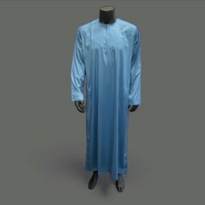 Shiny Sky Blue Omani -- Men's Style Thobe/Jubbah