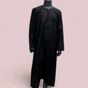 Boys Black Omani Style Cotton Thobes/Jubbah