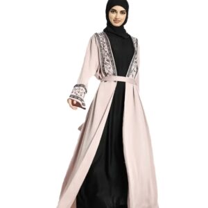 Satin Pink Abaya 3 piece