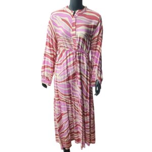 Pink Striped Linen Feel Dress