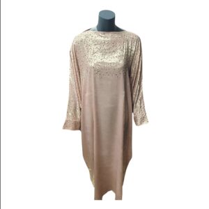 Peachy Pink Abaya with Sequin Gemstone Embroidery