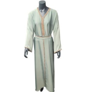 Olive Luxe Drape -- Embellished Kaftan Elegance