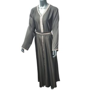 Noir Luxe Drape -- Embellished Kaftan Elegance