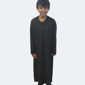 Black Omani Style Boys Thobe/Jubbah