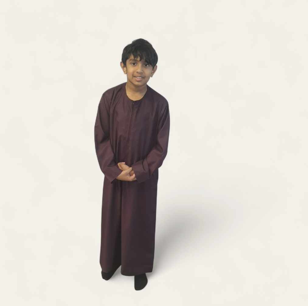Plum Omani Style Boys Thobe/Jubbah