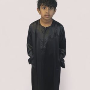 Black Shiny Omani style boys thobe