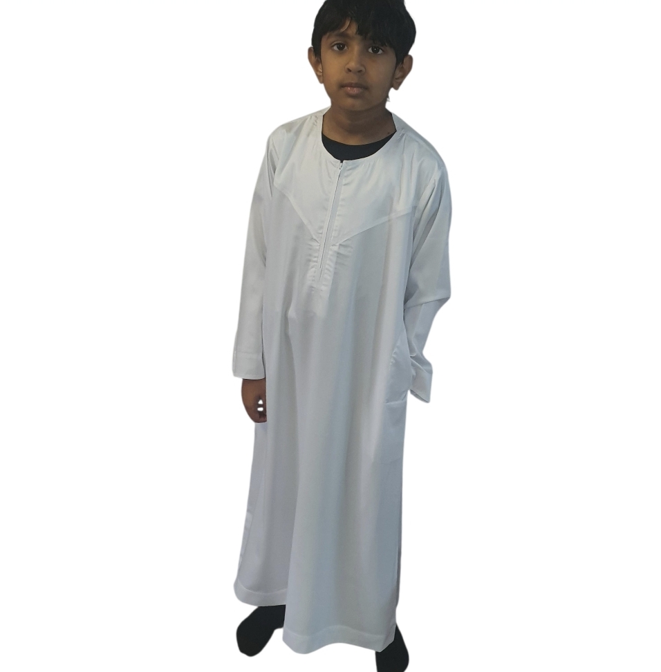 Off White shiny boys thobe Omani Style