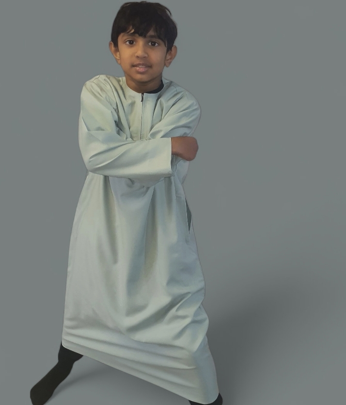 Mint Green Cotton Boys Thobe Omani Style Traditional Islamic Clothing for Kids