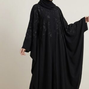 Stunning Batwing Open Black  khaleeji  Embroidery Abaya
