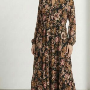 Chiffon Floral black Maxi Dress