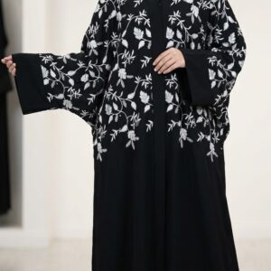 Stunning Batwing Open White khaleeji  Embroidery Abaya